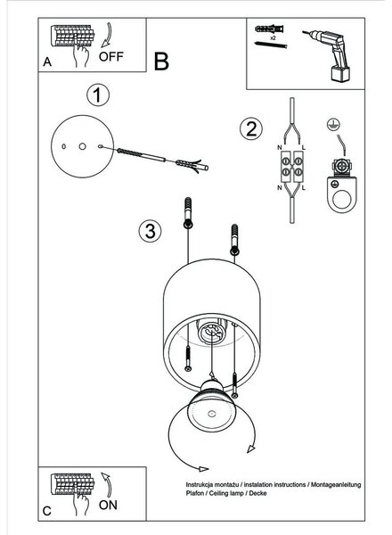 Biele stropné svietidlo Sollux Roda