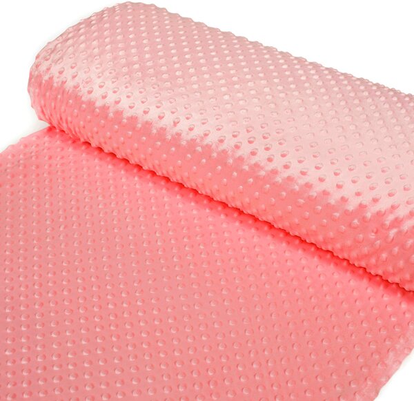Detská látka Minky 3D bodky MKP-036 Korálovo ružová - šírka 150 cm