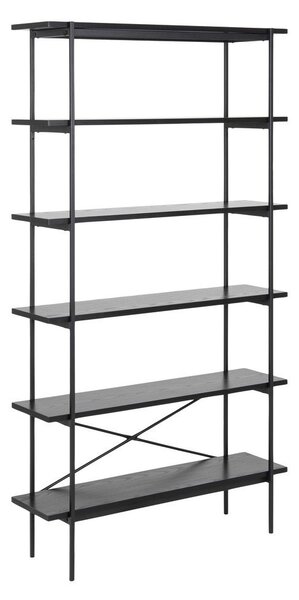 Čierny regál v dekore jaseňa 94x172 cm Angus – Actona