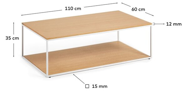 Konferenčný stolík vo svetloprírodnej farbe s doskou v dubovom dekore 60x110 cm Yoana – Kave Home