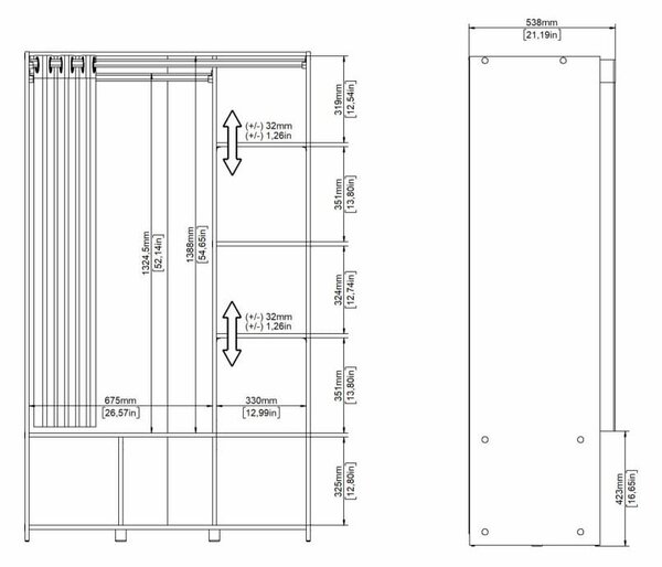 Bielo-sivá šatníková skriňa 105x180 cm Kit – Tvilum