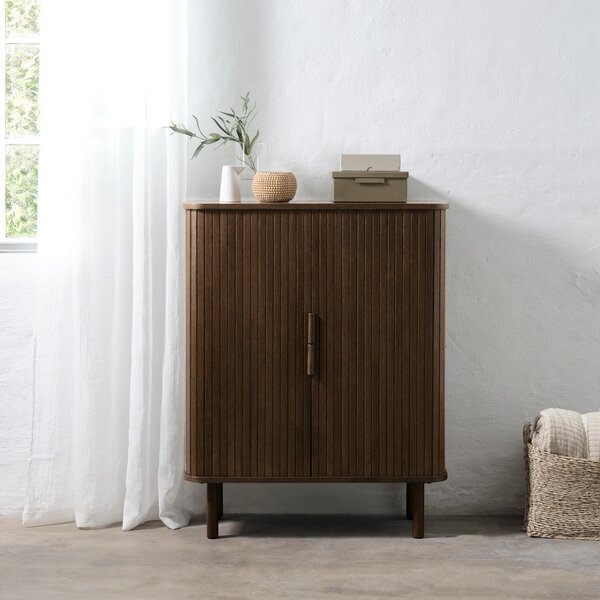 Hnedá skrinka v dekore duba s posuvnými dverami 113x90 cm Cavo – Unique Furniture