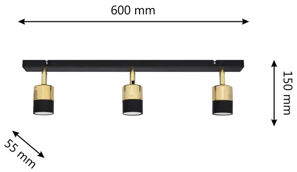 LED Bodové svietidlo TUBSSON 3xGU10/4,8W/230V čierna/zlatá