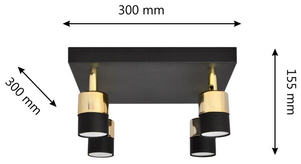 LED Bodové svietidlo TUBSSON 4xGU10/4,8W/230V čierna/zlatá