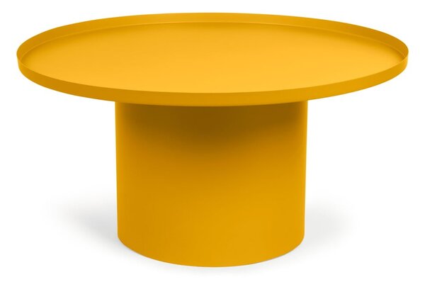 Kovový okrúhly konferenčný stolík v horčicovej farbe ø 72 cm Fleksa – Kave Home