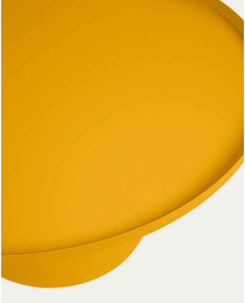 Kovový okrúhly konferenčný stolík v horčicovej farbe ø 72 cm Fleksa – Kave Home