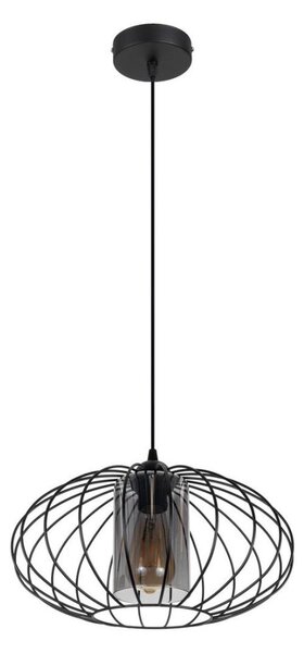 Luster na lanku CORRINI 1xE27/60W/230V pr. 34 cm čierna/šedá