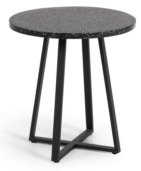 Čierny záhradný stôl s doskou z kameňa Kave Home Tella, ø 70 cm