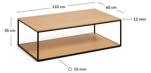 Konferenčný stolík s doskou v dubovom dekore v prírodnej farbe 60x110 cm Yoana – Kave Home
