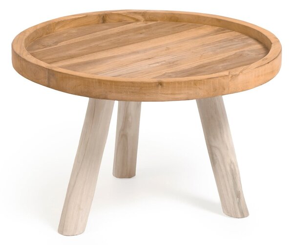 Okrúhly konferenčný stolík z tíkového dreva v prírodnej farbe ø 55 cm Glenda – Kave Home