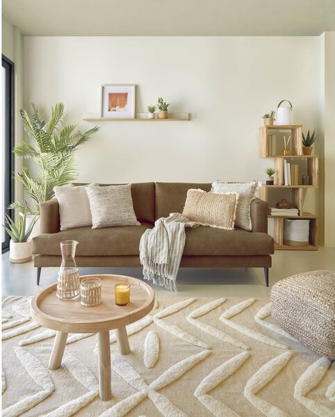 Okrúhly konferenčný stolík z tíkového dreva v prírodnej farbe ø 55 cm Glenda – Kave Home