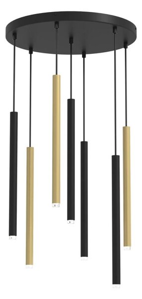 Luster na lanku MONZA 7xG9/8W/230V čierna/zlatá