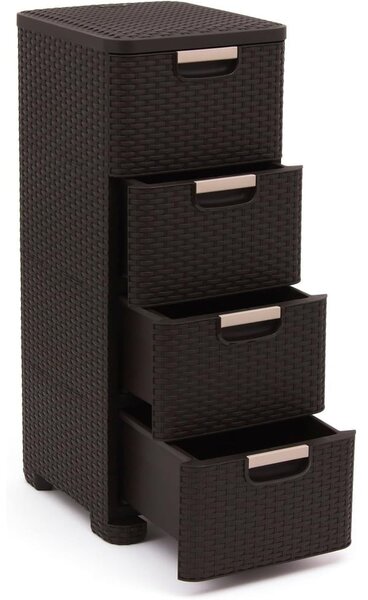 Tmavohnedá plastová vysoká kúpeľňová skrinka 33x79 cm Rattan – Curver