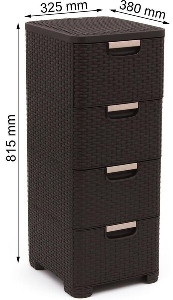 Tmavohnedá plastová vysoká kúpeľňová skrinka 33x79 cm Rattan – Curver