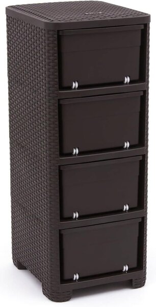 Tmavohnedá plastová vysoká kúpeľňová skrinka 33x79 cm Rattan – Curver