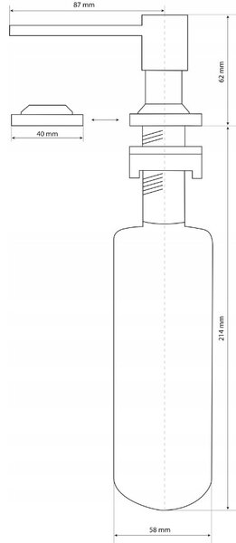 Gamma Quatro, dávkovač saponátu pre kuchynský drez 300ml, oceľová, GMA-DOK-IX