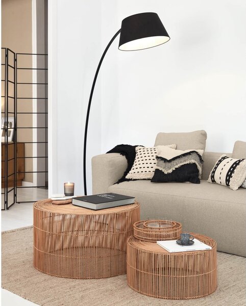 Ratanové okrúhle konferenčné stolíky v súprave 2 ks v prírodnej farbe ø 66 cm Elmima – Kave Home