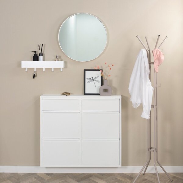 Biela kovová výklopná skrinka na topánky 98x86x15 cm Billy – Spinder Design