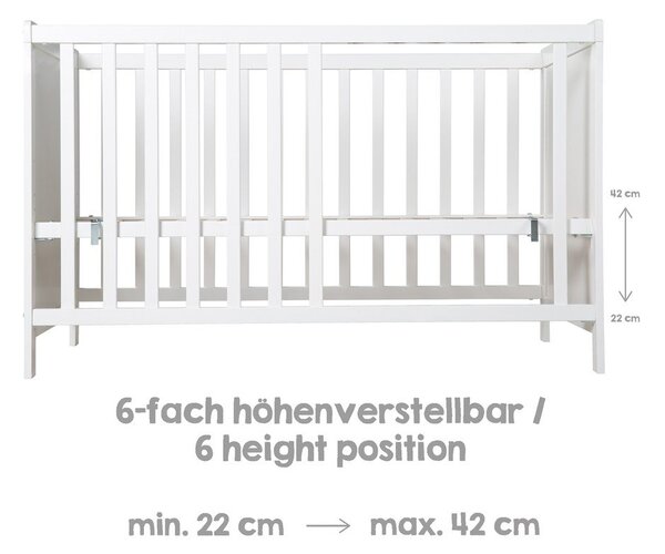 Biela prístavná postieľka 60x120 cm Hamburg – Roba