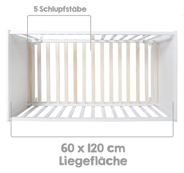 Biela prístavná postieľka 60x120 cm Hamburg – Roba