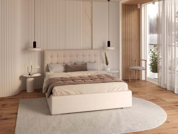 Čalúnená jednolôžková posteľ Lucerna 90x200 - krémová
