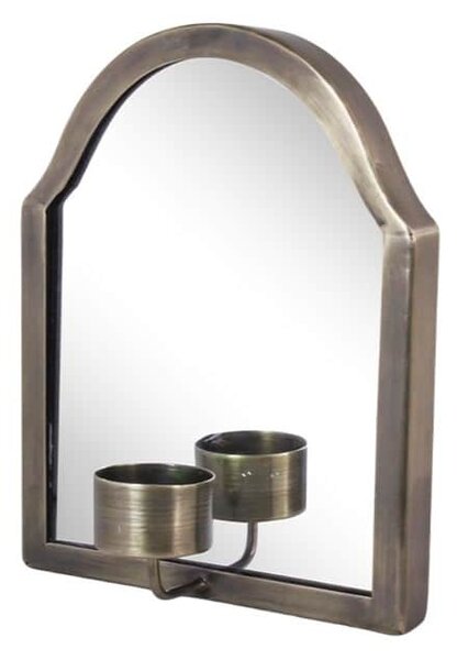 Nástenné zrkadlo so svietnikom Antique Brass 20 cm