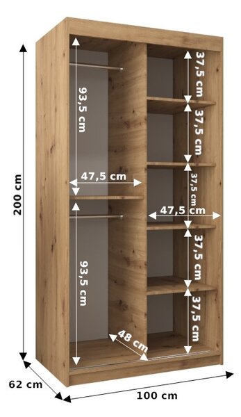 NovýNábytok.sk Šatníková skriňa 100 cm Spock (biela). Akcia -21%. Vlastná spoľahlivá doprava až k Vám domov. 1126068