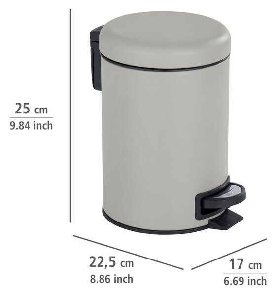 Sivý pedálový odpadkový kôš Wenko Leman, 3 l