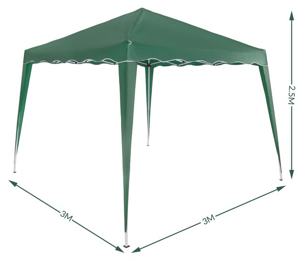 Záhradný altánok Capri 3x3 m - 2 bočné steny - zelená
