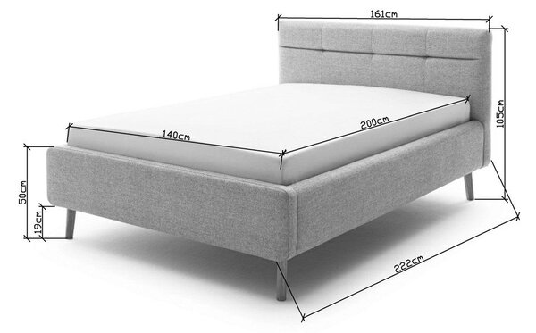 Béžová čalúnená dvojlôžková posteľ s úložným priestorom s roštom 140x200 cm Lotte – Meise Möbel