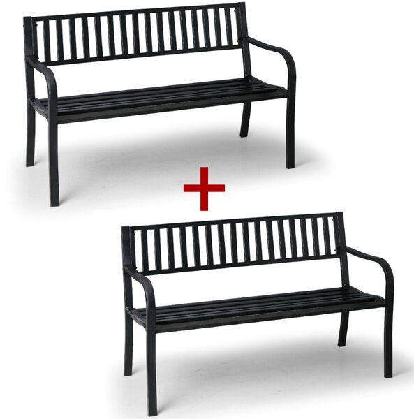 Kovová parková lavička STRIP s operadlom 1+1 ZADARMO, 1270 mm