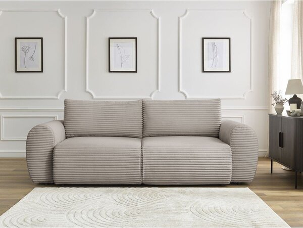 Svetlosivo-béžová menčestrová rozkladacia pohovka 257 cm Lucien – Bobochic Paris