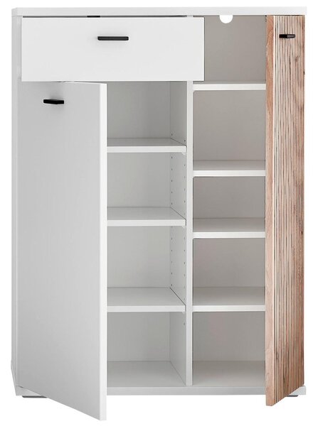 SKRINKA NA TOPÁNKY, biela, farba duba, 75/102/37 cm Voleo - Skrine, regály & police na topánky