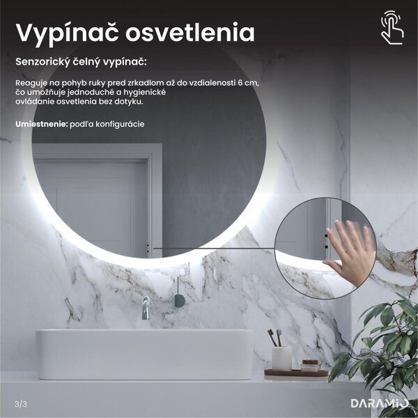 Okrúhle zrkadlo do kúpeľne s LED svetlom E1