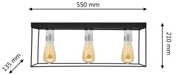 Stropné svietidlo FINN 3xE27/15W/230V čierna/chróm