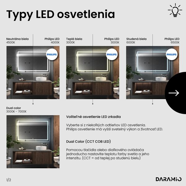 Zrkadlo do kúpeľne s LED osvetlením F2