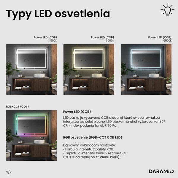 Zrkadlo do kúpeľne s LED osvetlením F2