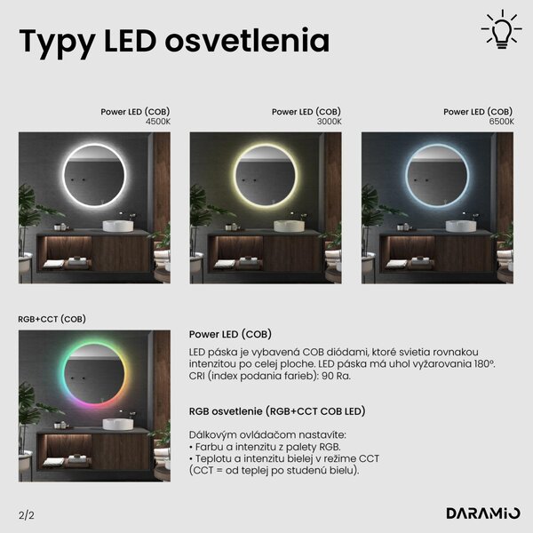 Okrúhle zrkadlo do kúpeľne s LED svetlom E1