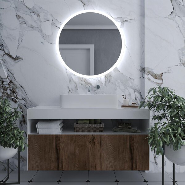 Okrúhle zrkadlo do kúpeľne s LED svetlom E1