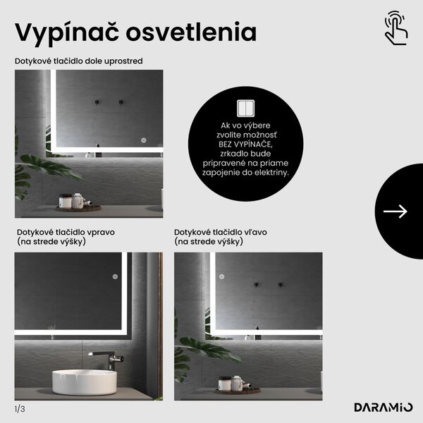Zrkadlo do kúpeľne s LED osvetlením F2