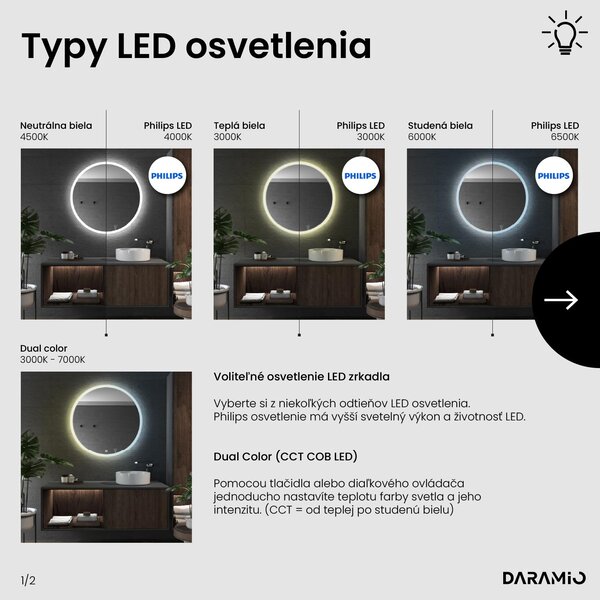 Okrúhle zrkadlo do kúpeľne s LED svetlom E1