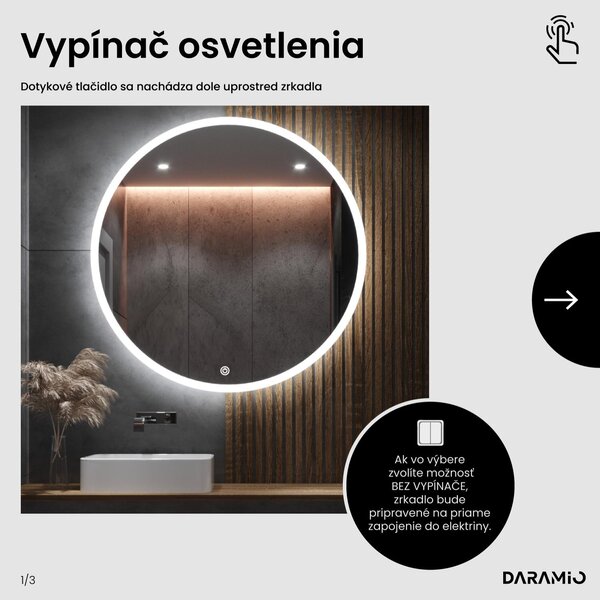 Okrúhle zrkadlo do kúpeľne s LED svetlom E1
