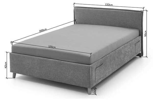 Sivá čalúnená detská posteľ s úložným priestorom s roštom 120x200 cm Fun – Meise Möbel