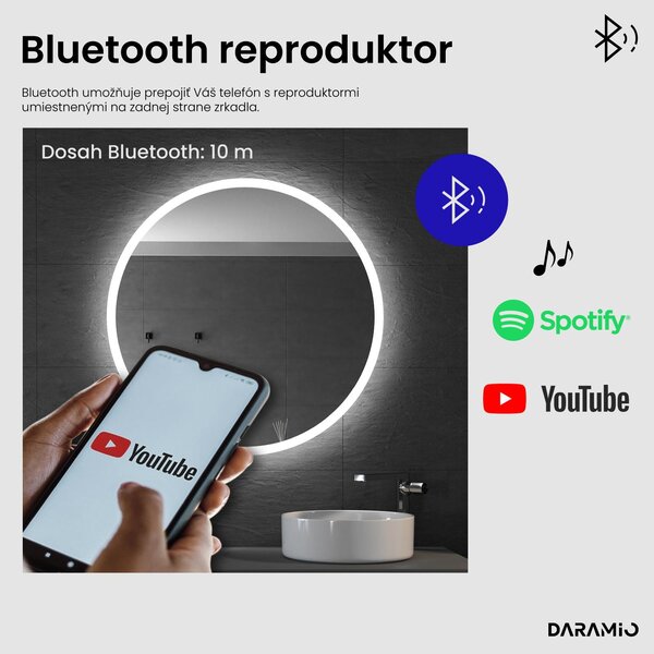 Okrúhle zrkadlo do kúpeľne s LED svetlom E1