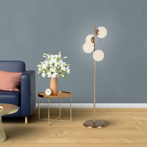 Stojacia lampa v zlatej farbe Squid Lighting Owl, výška 130 cm