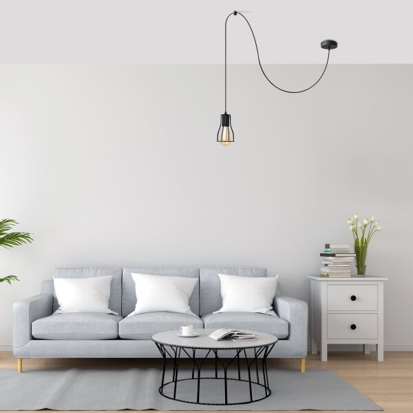 Luster na lanku TUBE 1xE27/15W/230V čierna