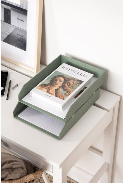 Zelené kartónové organizéry v súprave 5 ks na dokumenty Holger Canvas Paper Laminate – Bigso