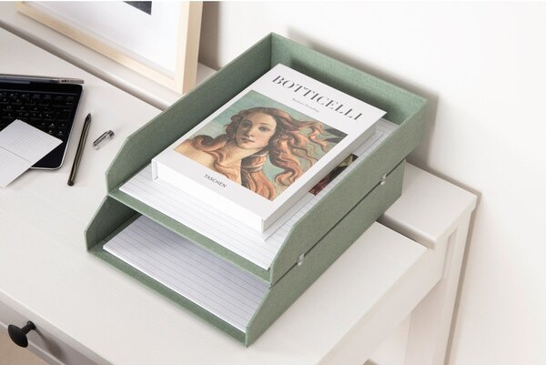 Zelené kartónové organizéry v súprave 5 ks na dokumenty Holger Canvas Paper Laminate – Bigso