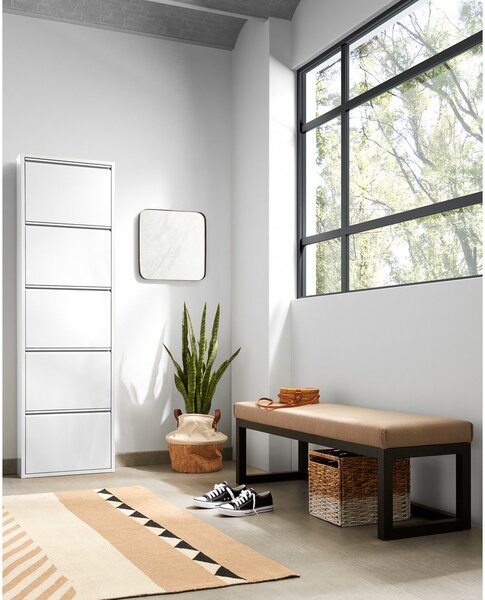 Biela kovová výklopná skrinka na topánky 50x169x15 cm Ode – Kave Home