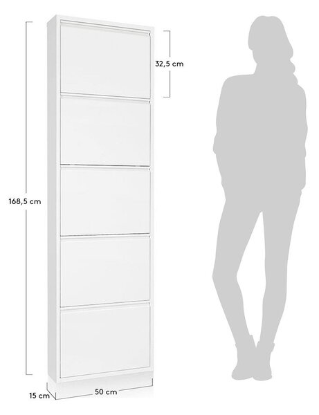 Biela kovová výklopná skrinka na topánky 50x169x15 cm Ode – Kave Home